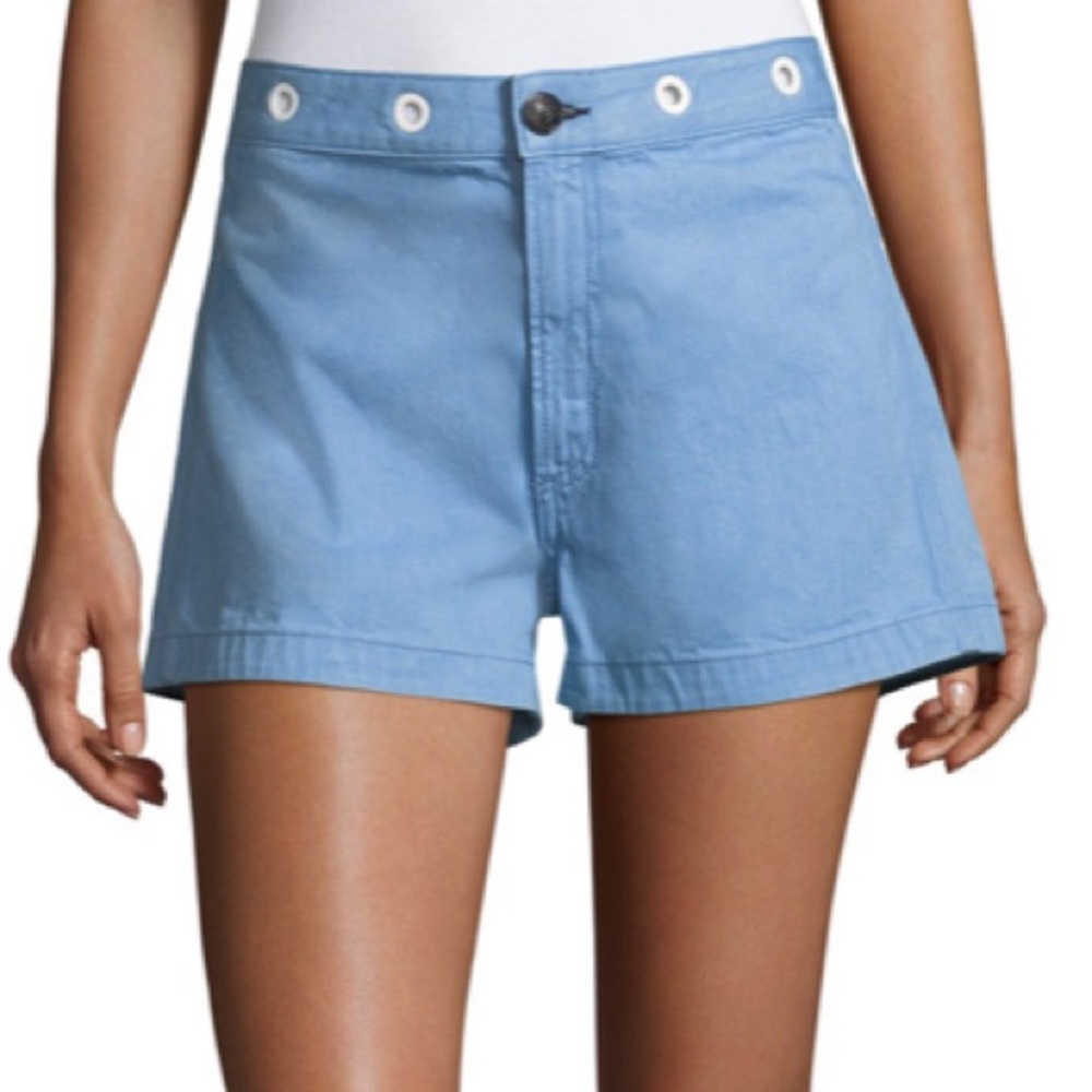 rag & bone Slim-Fit High-Rise Shorts, Powder Blue